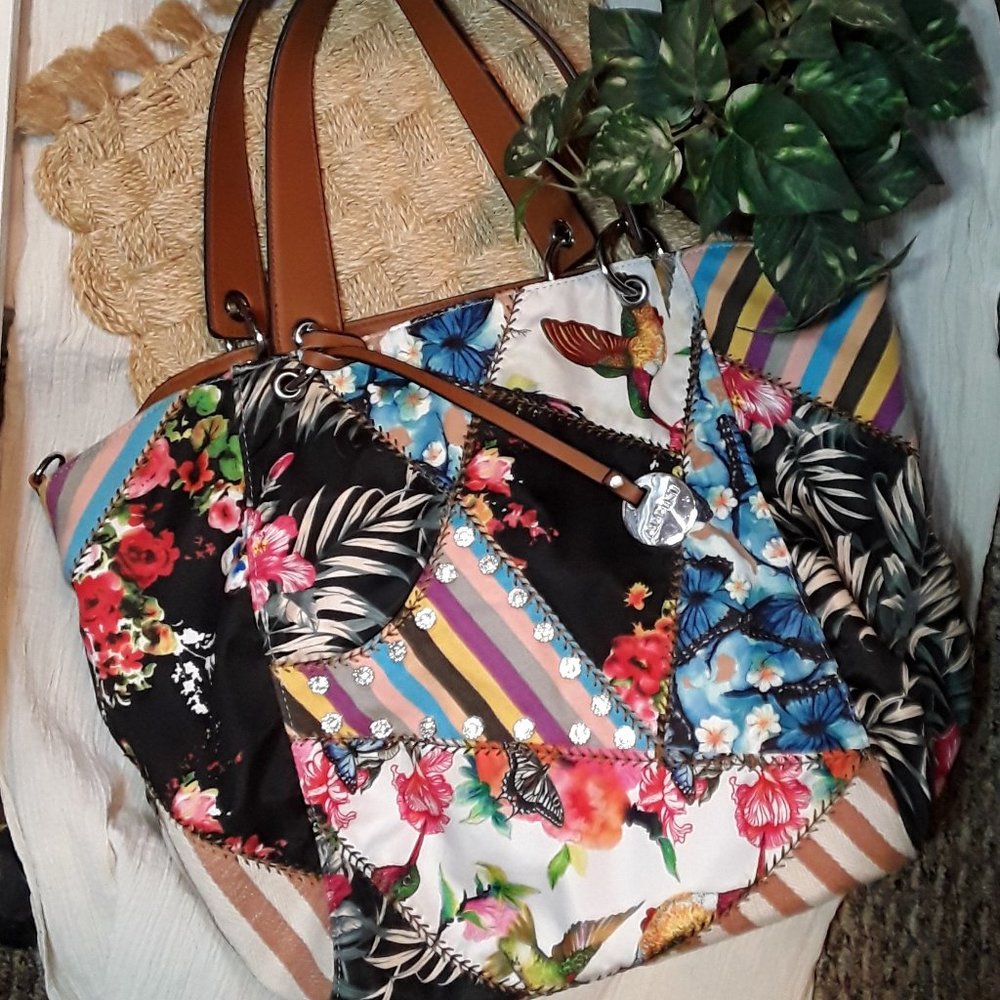 Large Colorful Patchwork Soft Sided Tote Bag ALPINI - Mexico Bright!